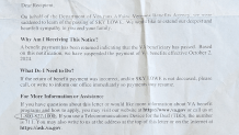 Navy veteran Sky Lowe received this letter in the VA last October declaring him dead.