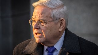 FILE – Former Sen. Bob Menendez, D-N.J., speaks to reporters outside federal court in New York, Wednesday, Jan. 29, 2025.